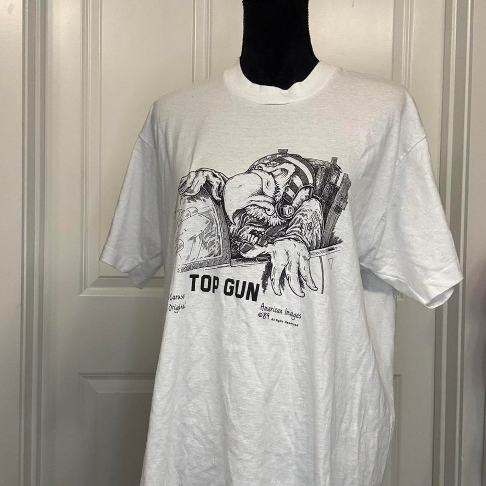 1990s Top Gun Fighter Pilot Eagle Tee – Vintage Screen Stars – USA Made‎ – XL